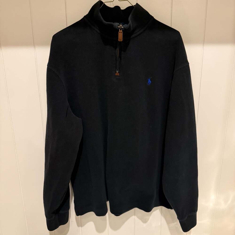 Polo Ralph Lauren Black Quarter-Zip Pullover Sweater XL